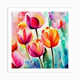 Watercolor Tulips Art Print