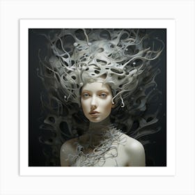 Woman With A Head Full Of Hair Art Print