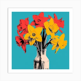 Andy Warhol Style Pop Art Flowers Daffodil 3 Square Art Print