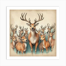 Deer Family 1 Art Print