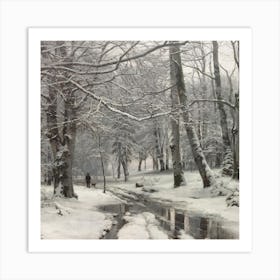 Thaw Forest Stream Square Art Print