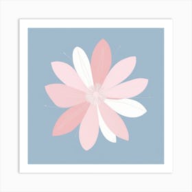 A White And Pink Flower In Minimalist Style Square Composition 435 Art Print