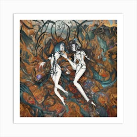 Two Women In Flames Art Print