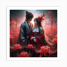 Asian Couple In The Forest 1 Art Print