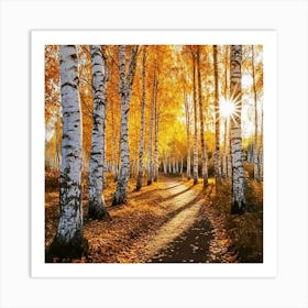 Autumn Birch Forest Art Print