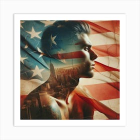 A american flag, a man 1 Art Print