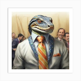 Crocodile In Suit Art Print