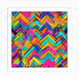 Chevron + Daisy+ Poppy+ Marigolds + Neon Plaids Pa (3) Art Print