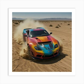 Colorful Sports Car In The Desert Art Print