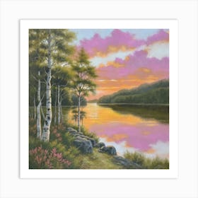 Sunset By The Lake 1 Art Print