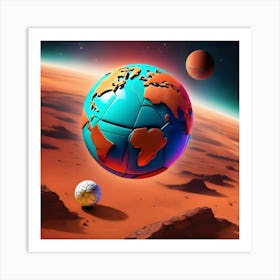 A Colorful Soccer Ball Flying In Space 1 Art Print