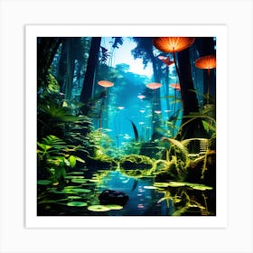 Lily Pond In The Jungle Art Print