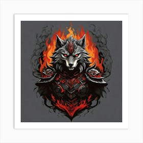 Wolf In Flames 1 Art Print