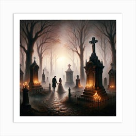 Haunted Cemetery Art Print