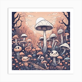 Mushroom Forest Art Print