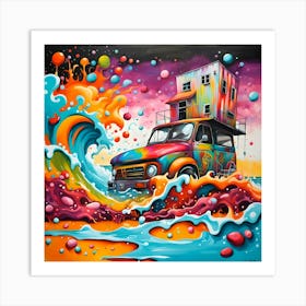 Casual Camper On The Beach Art Print