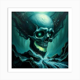 Skull In The Water Art Print