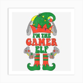 Funny Gamer Elf Matching Family Christmas Pajamas Men Boys Art Print