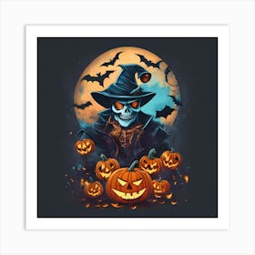 Halloween Witch With Pumpkins 4 Art Print