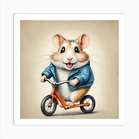 Hamster Riding A Bike 1 Art Print