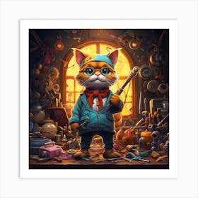 Cat In The Shop Art Print