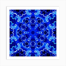 Abstract Blue Fractal Pattern Affiche