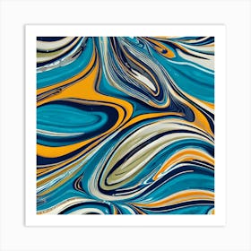 Swirls blue yellow white Art Print