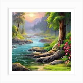 River In The Forest Art Print