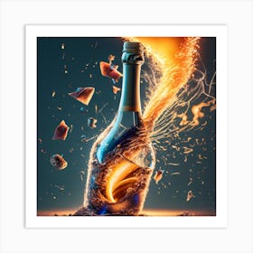 Champagne Bottle Exploding 2 Art Print