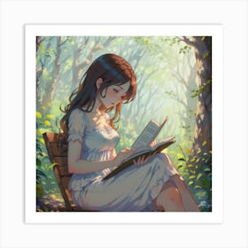 Girl Reading A Book Art Print