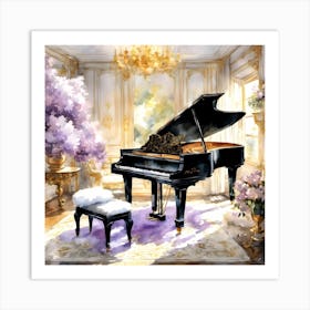 Grand Piano And Lilacs Art Print