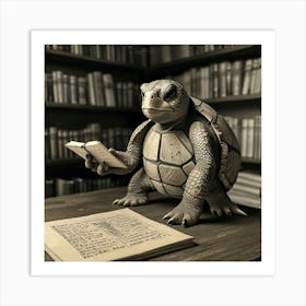 Turtle Reading A Book 1 Art Print