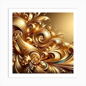 Gold Swirls 1 Art Print