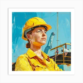 Portrait Of A Female Construction Worker Art Print