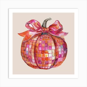 Coquette Bow Disco Pumpkin – Trendy Aesthetic Fall Decor With A Chic Twist Art Print