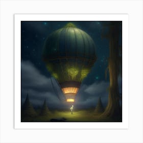 Dark Hot Air Balloon 3  Art Print