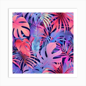 Tropical Leaves Seamless Pattern 14 Art Print