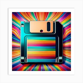 Rainbow Floppy Disk Art Print