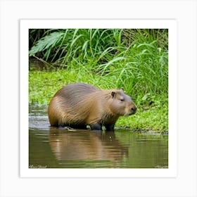 Capybara Rodent Largest South America Semi Aquatic Herbivore Social Cute Friendly Furry An (6) Art Print