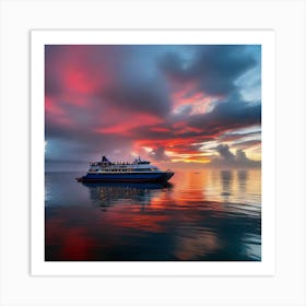 Sunset On A Cruise Ship 3 Art Print