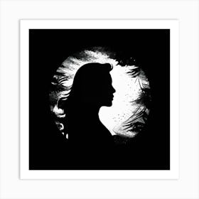 Silhouette Of A Woman, Simple Silhouette frame Art Print