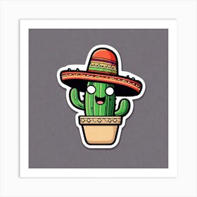 Mexico Cactus With Mexican Hat Sticker 2d Cute Fantasy Dreamy Vector Illustration 2d Flat Cen (19) Art Print