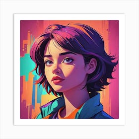 Girl In A Colorful Jacket Art Print