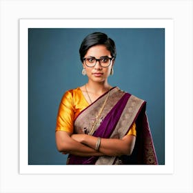 Firefly Indian, Businesswoman, Confident, 30s, Formal, Saree, Modern Twist, Short Hair, Styled Hair, (9) Art Print