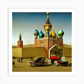 Russian Cars In Moscow Art Print