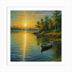 Sunset By The Lake Art Print