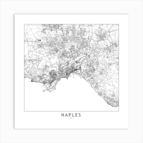 Naples White Map Square Art Print