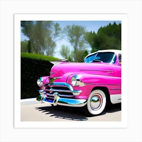 Pink Chevrolet 2 Art Print
