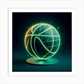 Neon Basketball Ball Art Print