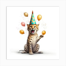 Birthday Cheetah 3 Art Print